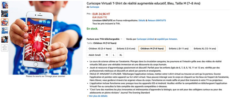 Le Virtuali-Tee est maintenant disponible sur Amazon France!